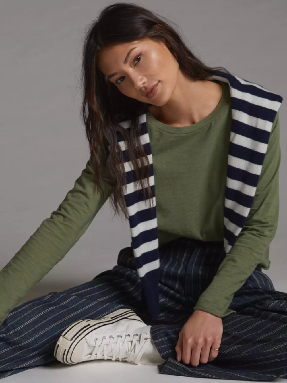 Like New Anthropologie Maeve Long-Sleeved Olive Tee XS